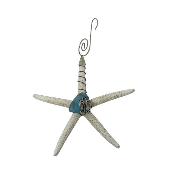 Handcrafted Ornament or Suncatcher - Wire‎ Wrapped Starfish with Sea Glass - Picture 3 of 4